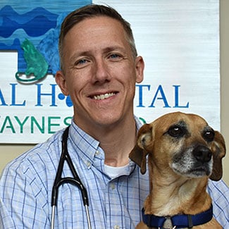 Dr.-Lorenz-holding-dog Gregory Lorenz DVM holding a dog
